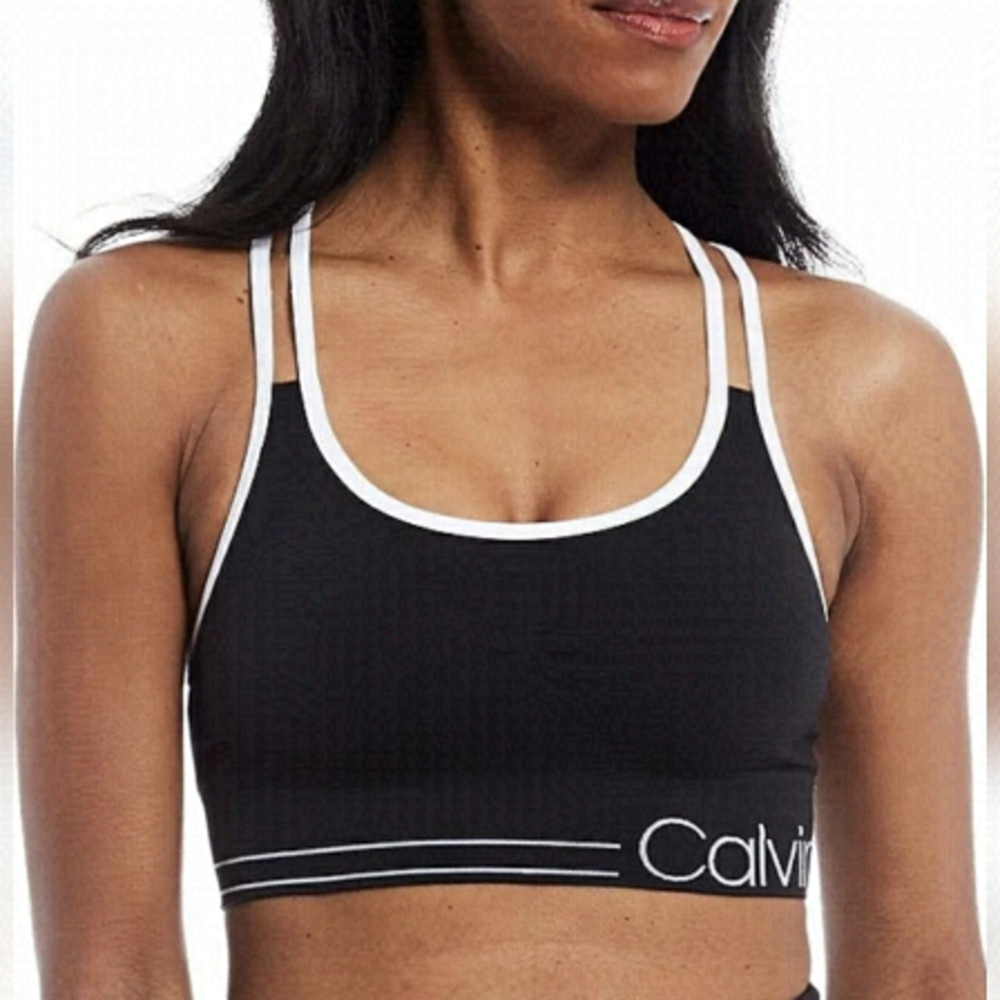CALVIN Klein Performance Low Impact Ruched Front Strappy Sports Bra small b057